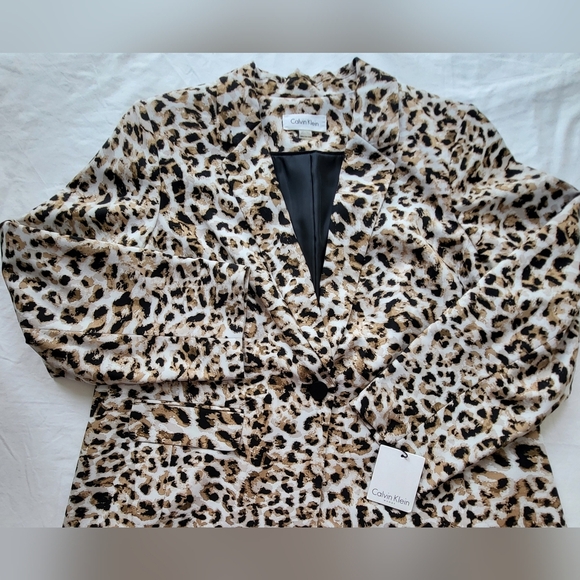 CALVIN KLEIN Womens Black Animal Print Blazer Jacket Plus Size 20W  (NWT) - Picture 8 of 11
